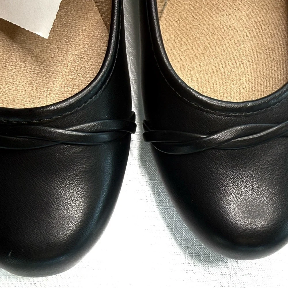 Life Stride Black Ballet Shoes Faux Leather Simply Comfort NWT Size 8.5 Wide